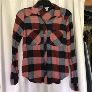 Navy and Red Button Up Flannel